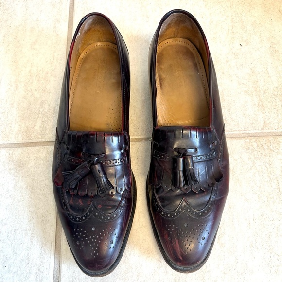 Johnston Murphy Optima Shoes Brogue Wingtips Kiltie Tassel Slip On Burgundy 15B main image 9